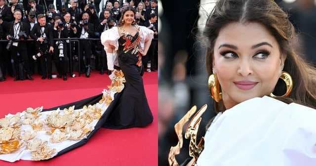 Aishwarya Rai Shines At Cannes In Dramatic Black-Golden Gown