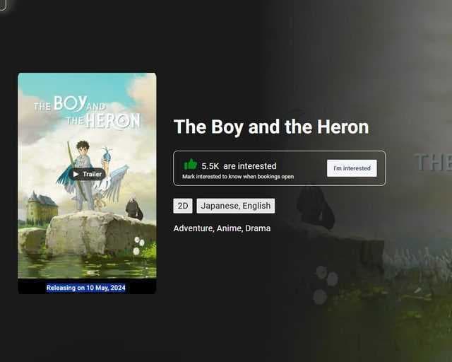 Book My Show, PVR Cinemas List 'The Boy & The Heron' For May 10 Release In India